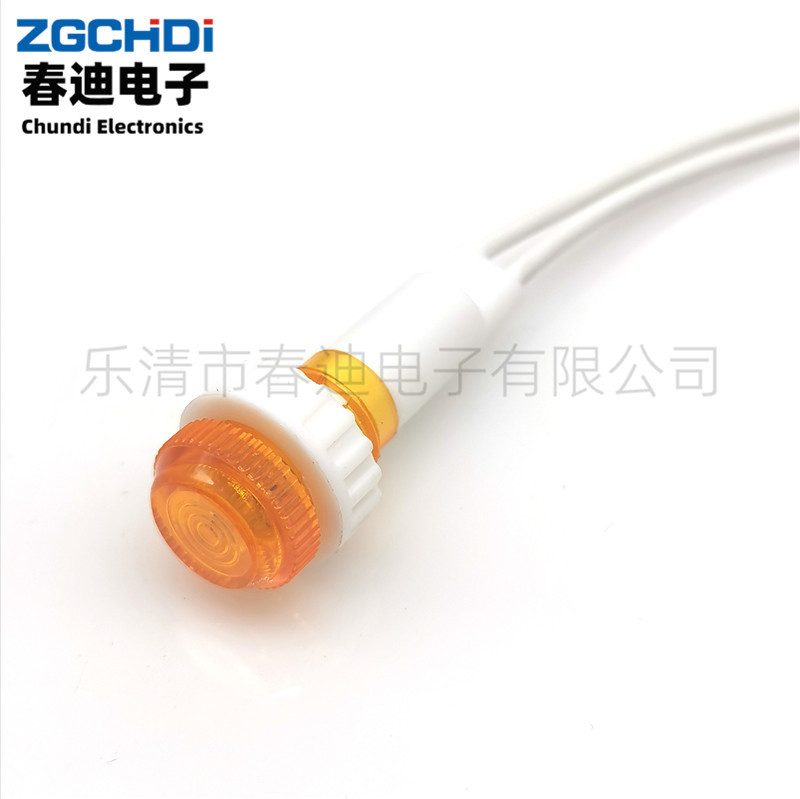 Indicator light XD10-6 high head red yellow green hole 10MM power signal light 12/24/220V LED with wire