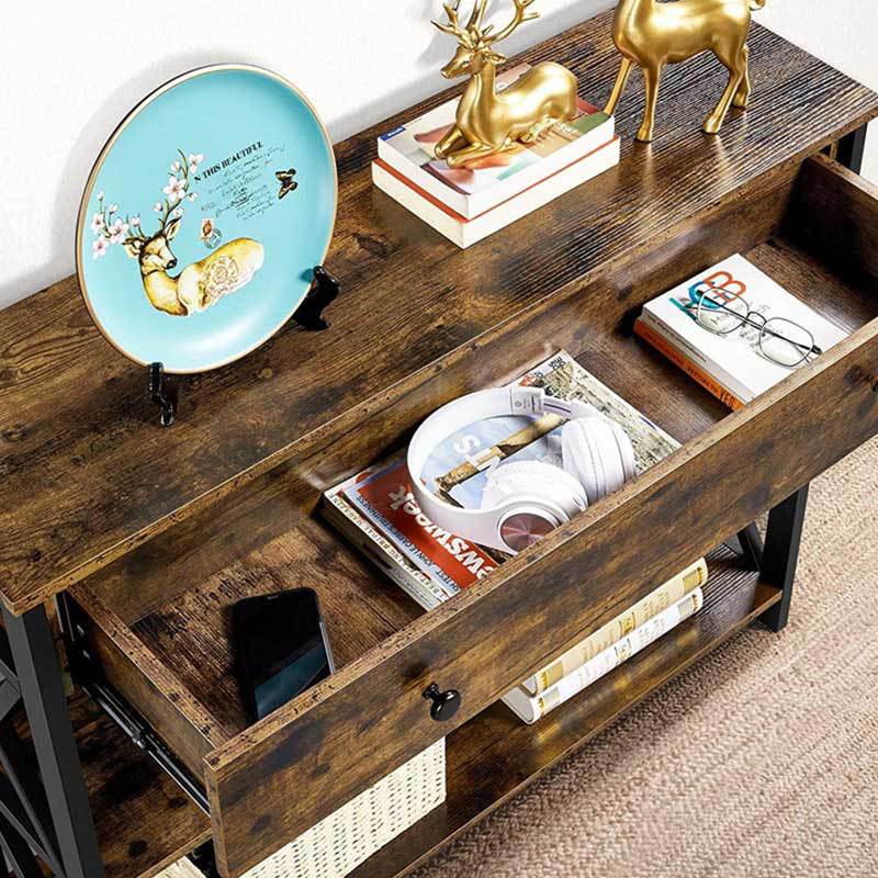 Simple Manufacturer Wholesale American Country Style Living Room Entrance Table Steel Wood Furniture with Drawer Storage Cabinet Storage Rack