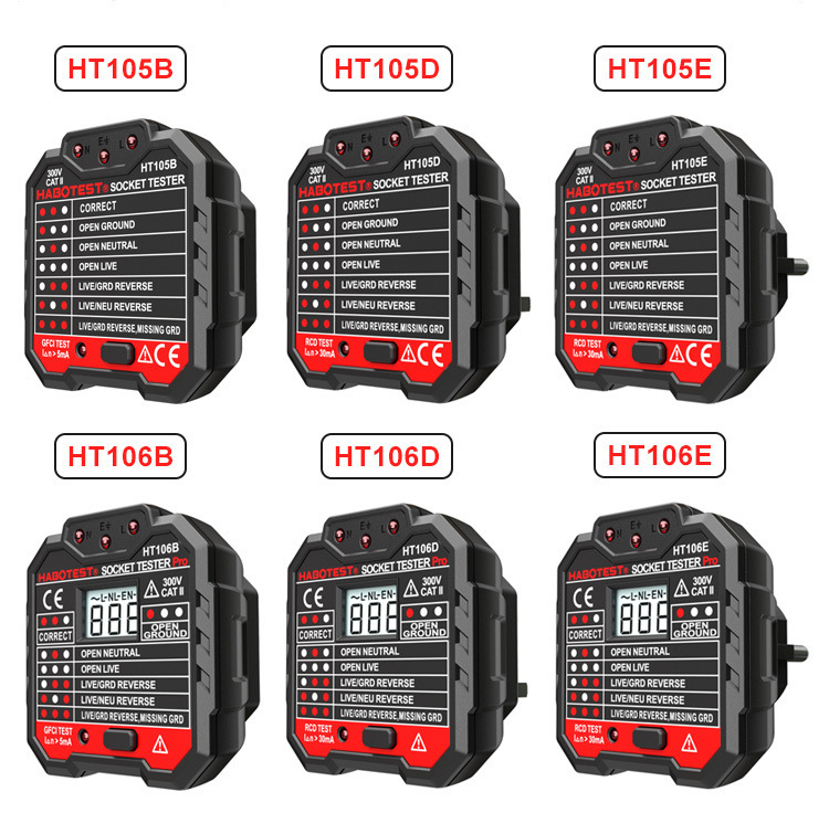 Habotest Factory Store Ht106B Socket Detector Digital Display Electroscope Socket Test Power Supply Polarity Detection