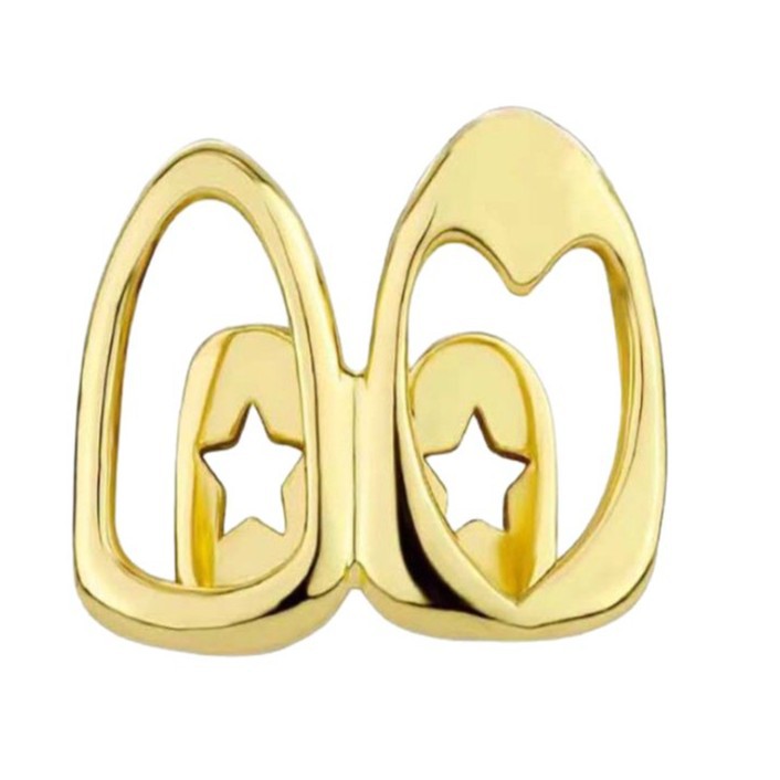 Europe and the United States new cross-border hollow love double braces everyday out of the street cool smooth gold teeth hip-hop braces