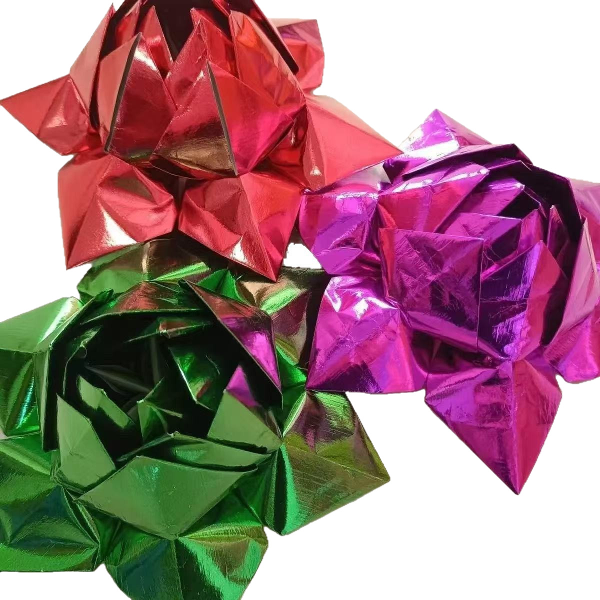 Nine-Turn Colorful Small Lotus Handmade Folding, Finished Product Shipped with a Diameter of Approximately 18cm Cm, Multicolored Golden Lotus