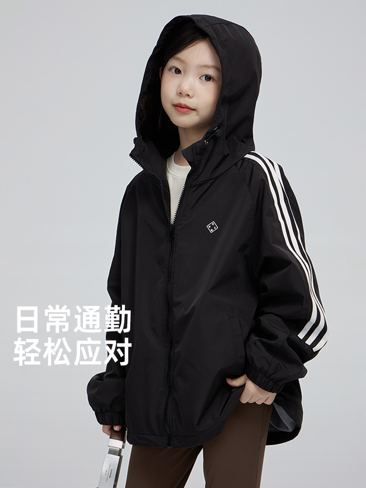 Children's Urban Sports Hooded Jacket 2025 New Autumn Girls Waterproof and Windproof Casual Jacket Top