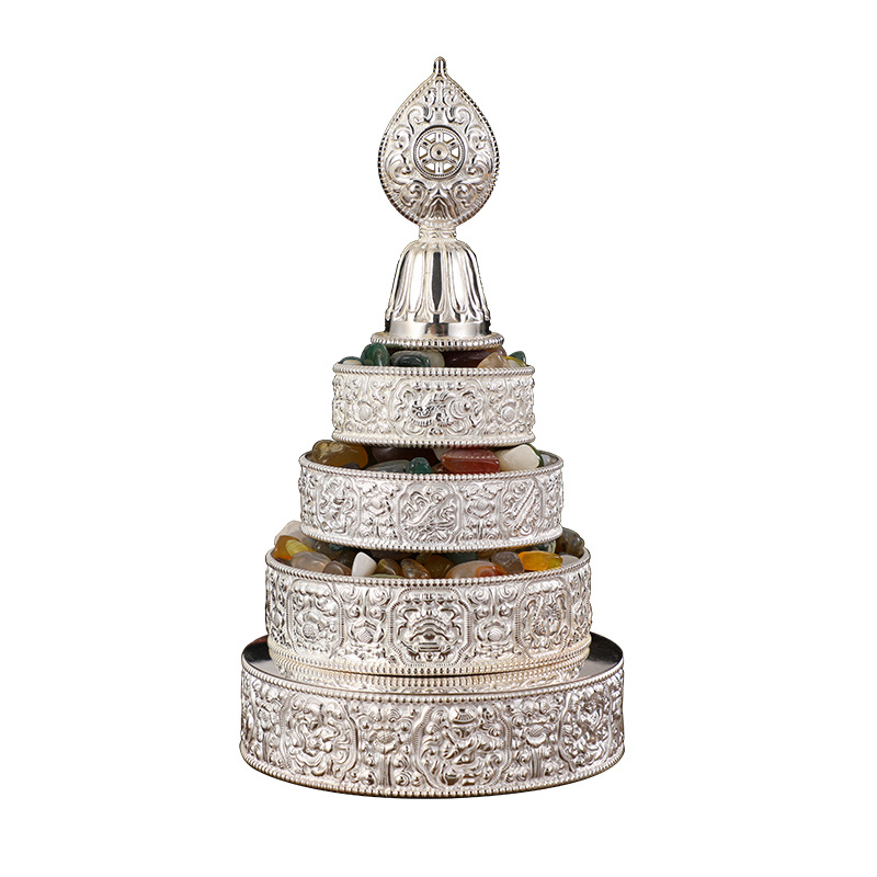 Manza Plate Sterling Silver silver Fergamon Supplies Eight Auspicious for Repair Ornaments Manda Plate with Chassis Exquisite Workmanship