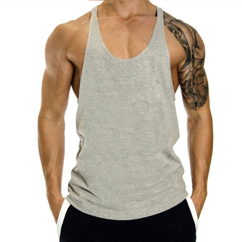 Men's Sports Vest Muscle Training Trendyy Sleeveless T-Shirt European and American Cotton I-Shaped Fitness Vest Custom Logo