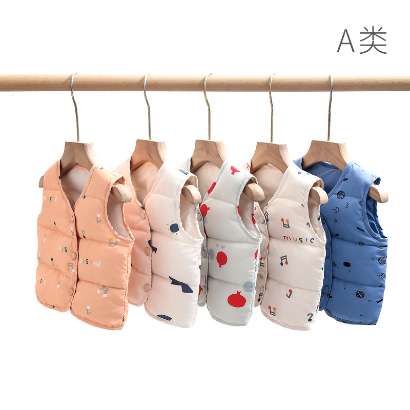 Children's Down Vest Lightweight Vest GB 90 White Duck Down Warm Inner Tank for Boys and Girls Baby Infant Vest