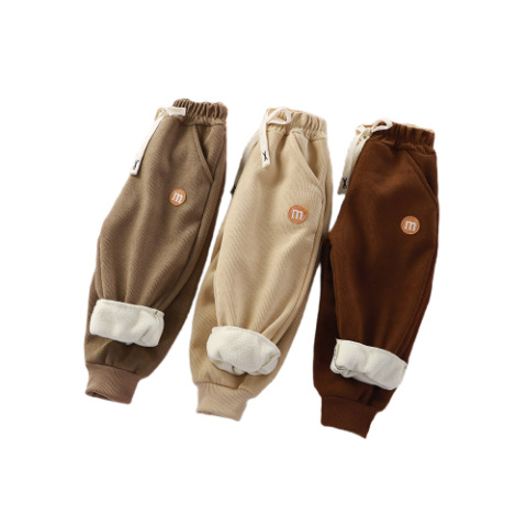 Children's Autumn and Winter Velvet Thickeneded Outer Sweatpants for Small and Medium-Sized Kidsren and Babies Winter Alpaca Velvet Leggings One Piece Drop Shipping