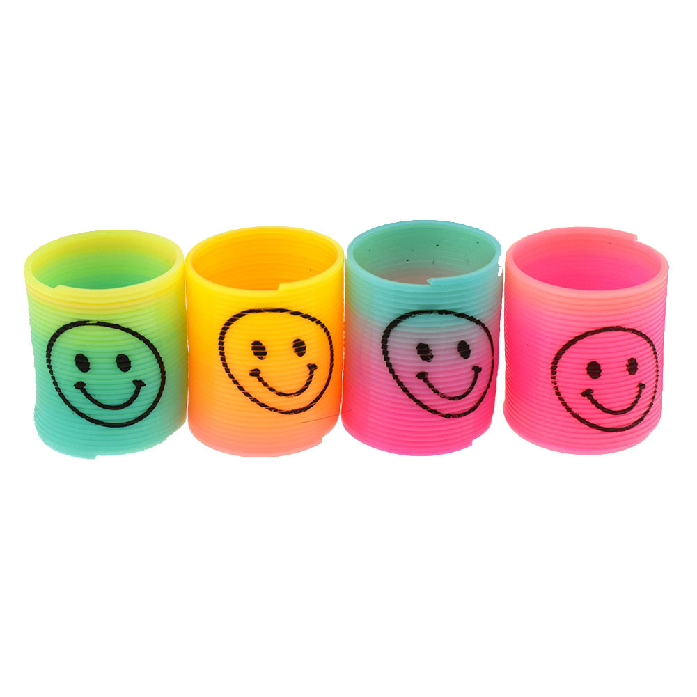 Children's colorful spring ring mini smiling face rainbow ring colorful ring elastic ring ground Prize toy cross-border supply
