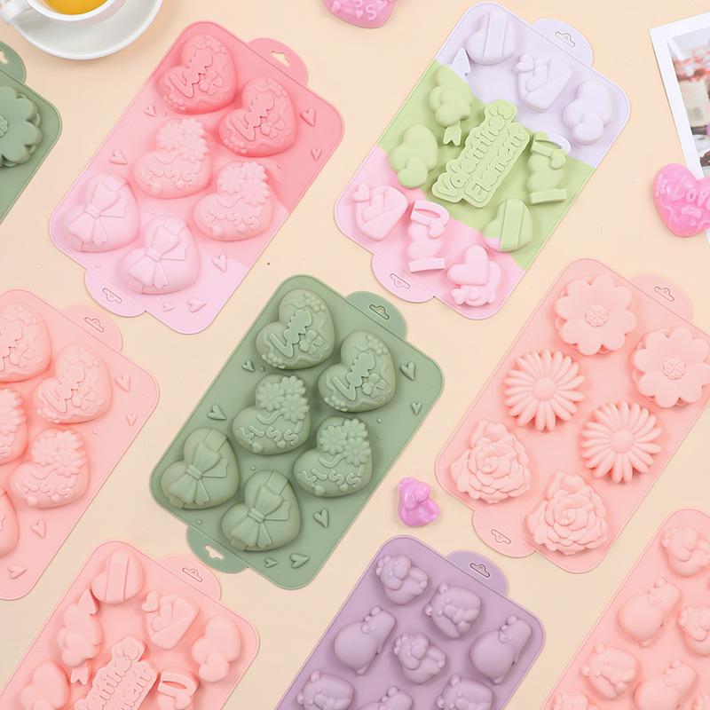 Новая силиконовая форма для выпечки шоколадного мусса цвета любви макарона пищевая легкая в извлечении