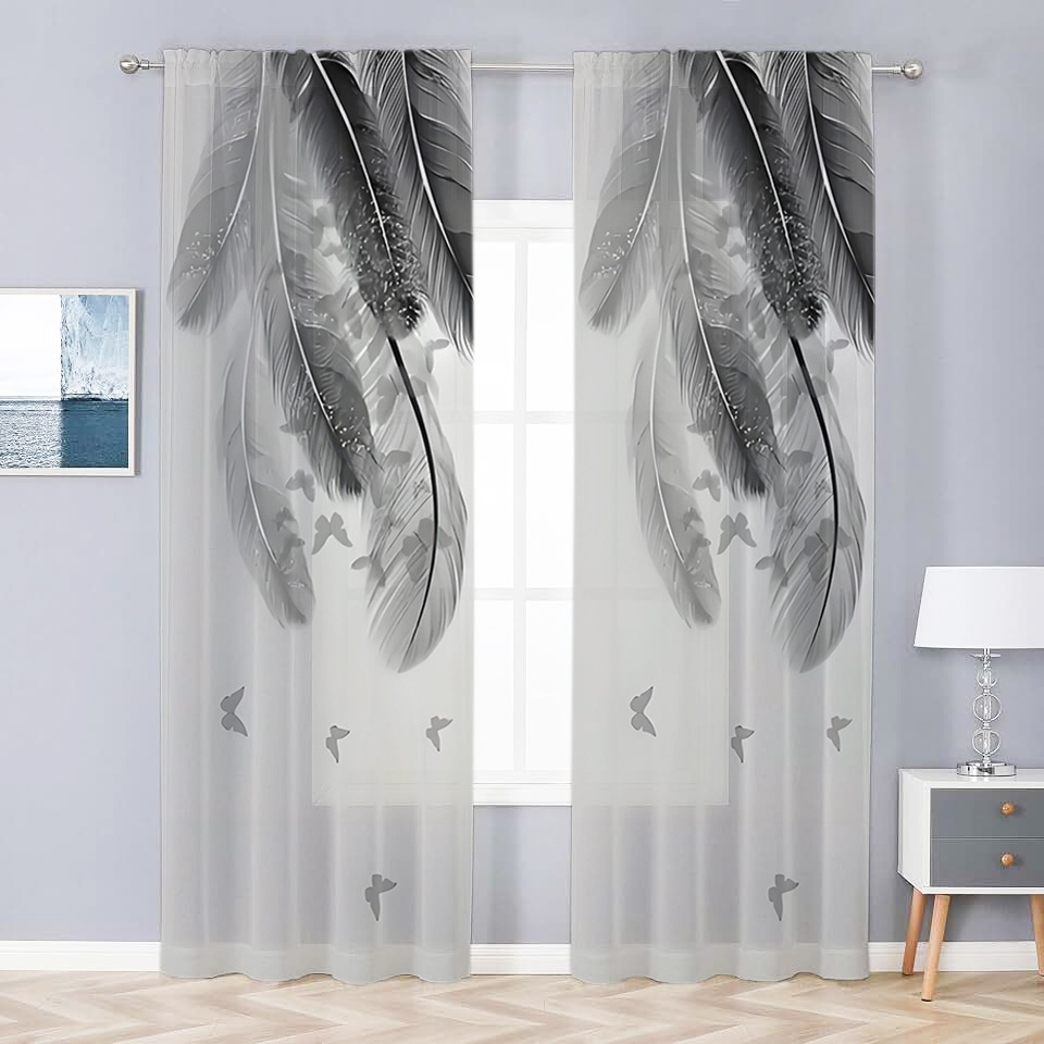 Jit Delivery Is Exclusively for Factory Direct Sales of Gray Coconut Leaf Nordic Style Digitally Printed Processed Curtains and Sheer Curtains That Allow Light to Pass through