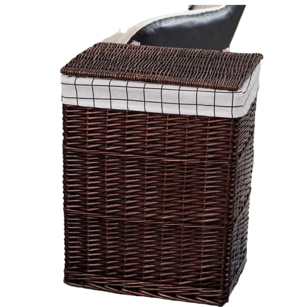 Storage Basket for Dirty Clothes, Blue Rattan Woven Dirty Clothes Basket, Large Player's Covered Dirty Clothes Basket, Guest Room Clothes Basket, Wicker Basket