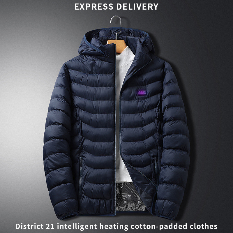 Four-Zone Heating Cotton Coat, Warm Hooded Jacket, Smart Heating Clothing, Constant Temperature Heating Jacket, Electric Heating
