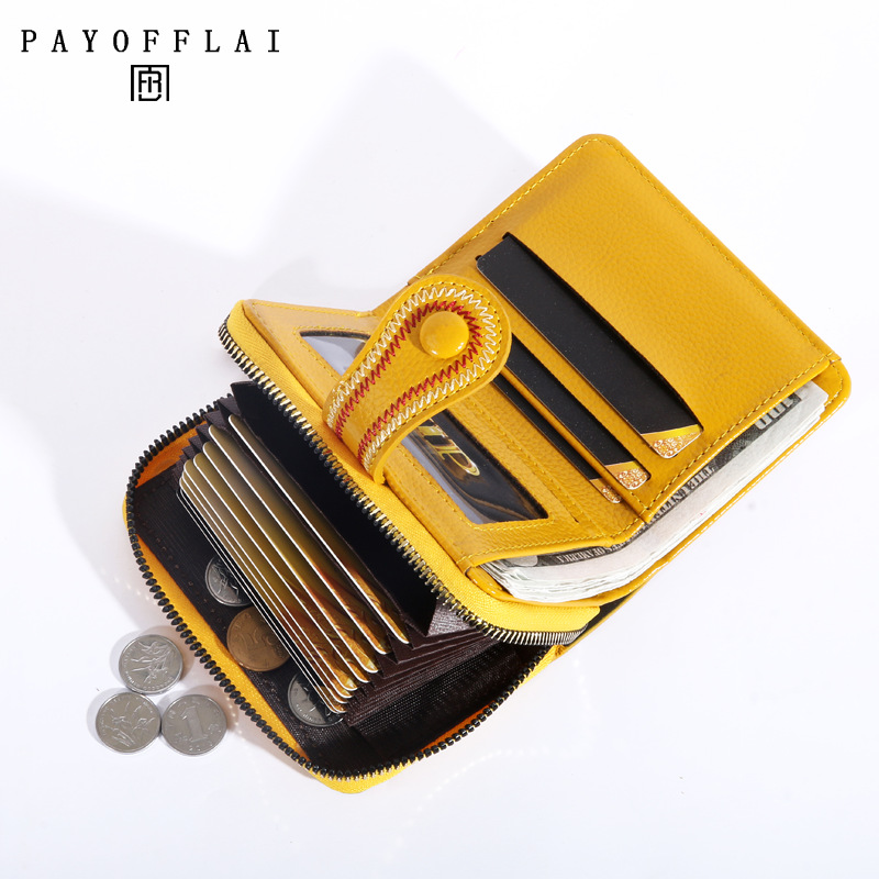 European and American Simple Wallet Women's Short Retro Hong Kong Style All-match Large Capacity Multi-card Zipper Change Card Holder All-in-one Bag