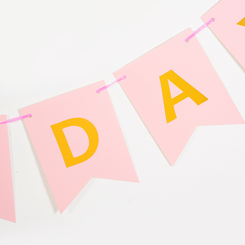 English Happy Birthday Bronzing Color Fishtail Flag HAPPY BIRTHDAY Letters Flag Party Background Wall Decoration