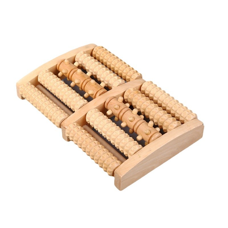 Factory in stock Solid Wood Foot Massager Five Row Foot Massager Roller Body Massage Meridian Health Tools