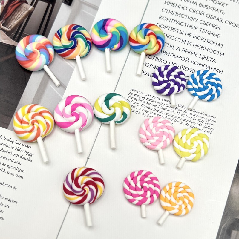 Factory direct soft pottery simulation lollipop cream glue handmade diy jewelry food play accessories micro landscape plug-in