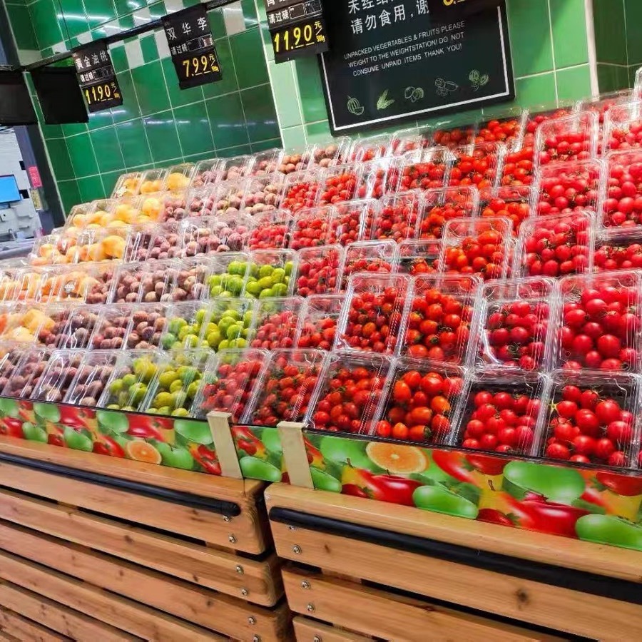 [Бесплатная доставка] Упаковочные коробки для фруктов 0.5кг, одноразовые пластиковые упаковки для фруктов с крышками, прозрачные популярные 50