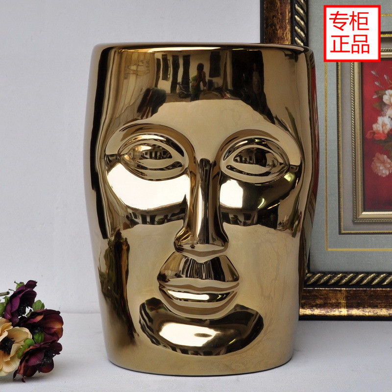 Cool Booth Human Face Porcelain Stool Ceramic Stool Drum Stool Porcelain Pier American Style Chinese Model Room Soft Decoration Ornaments