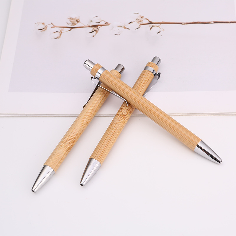 Environmental protection bamboo ballpoint pen lettering bamboo pen printing logo press bamboo material lettering gift pen wholesale