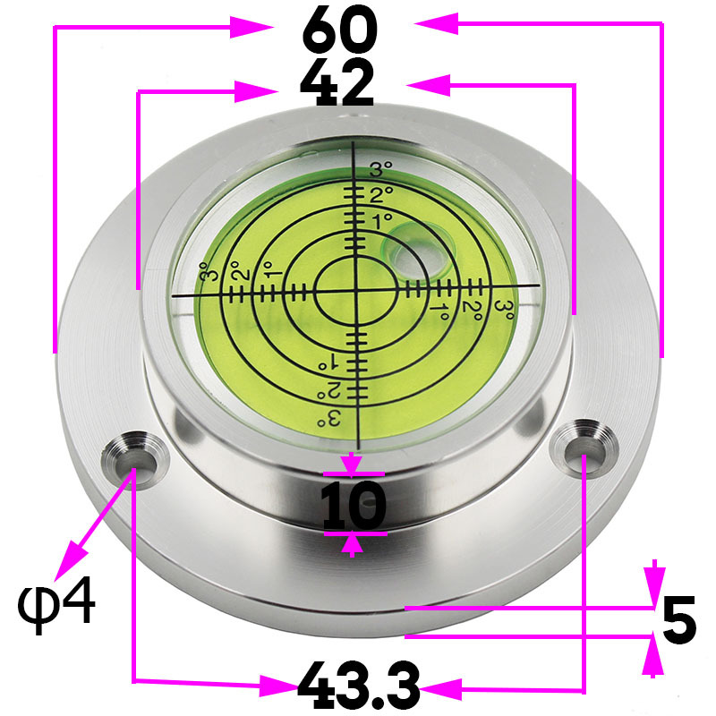[Metal 60X42X15] Multi-Color Aerial Work Vehicle Mechanical Level with Base Flange Horizontal Bubble