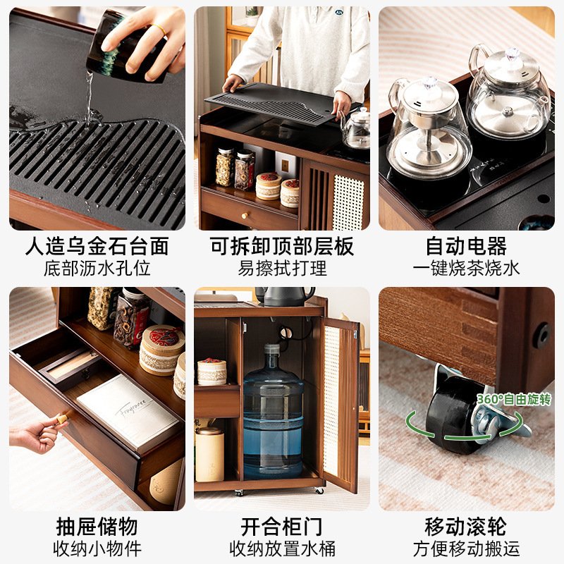 Mobile Tea Table, Household Small Tea Cart, New Chinese Tea Table, Automatic Water Kettle, Integrated Tea Table, Living Room Tea Cabinet