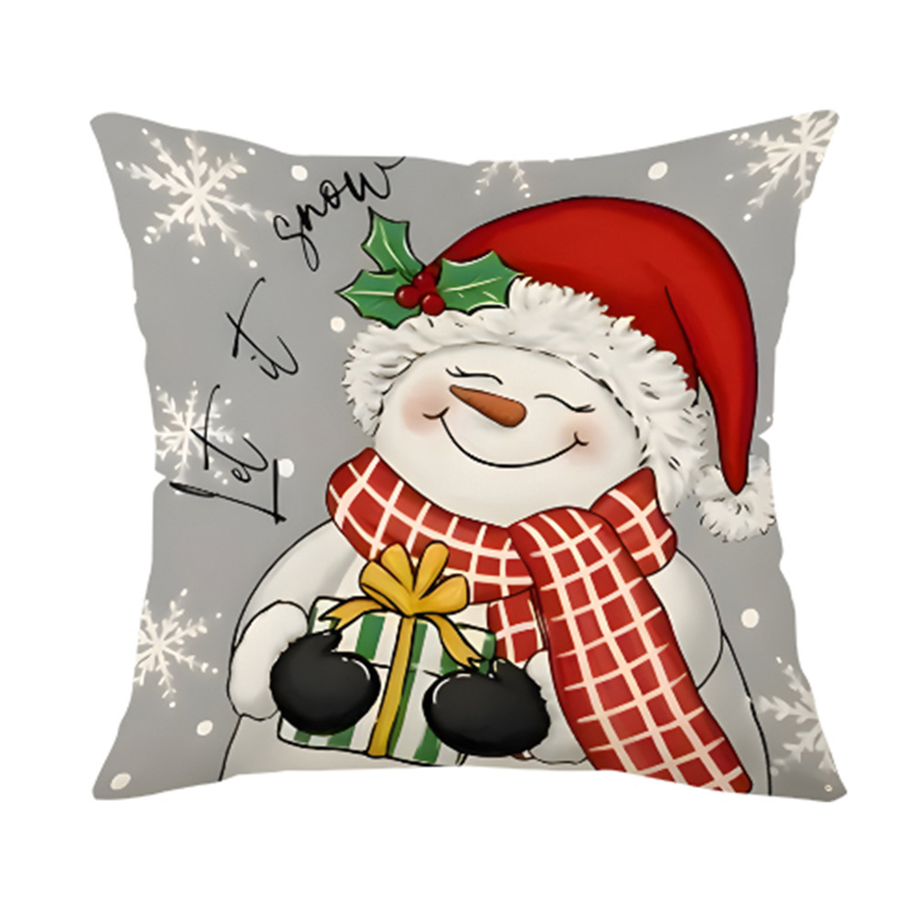 Cross-border Hot Selling Christmas Pillow Case Linen Print Custom Porch Courtyard Sofa Home Decorative Cushion Cover