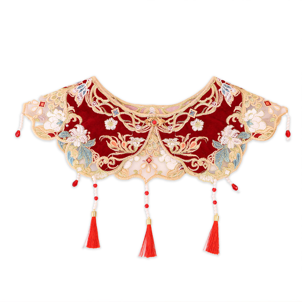 Hanfu Cloud Shoulder Adult and Children's Fake Collar Chinese Style Shawl Tang Suit Embroidery Ancient Style Tassel Accessory Waistcoat