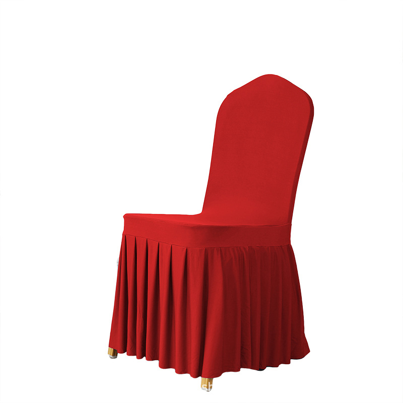 Processing and Custom-Made Thickeneded Elastic Pleated Skirt Dining Chair Cover Wedding Banquet Hotel Skirt Chair Cover Hotel Linen