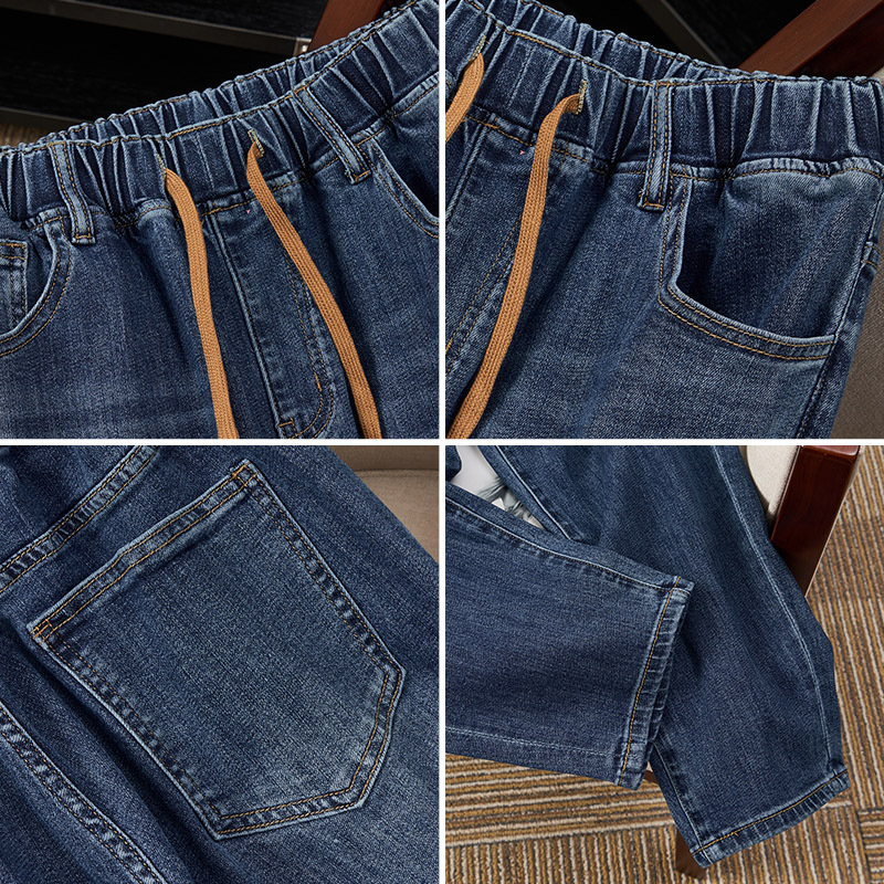 chubby girl plus size Women's Special Fat and Skinny Korean 250 Jin Super Fat Super plus size Casual Denim Torre Pants N4029