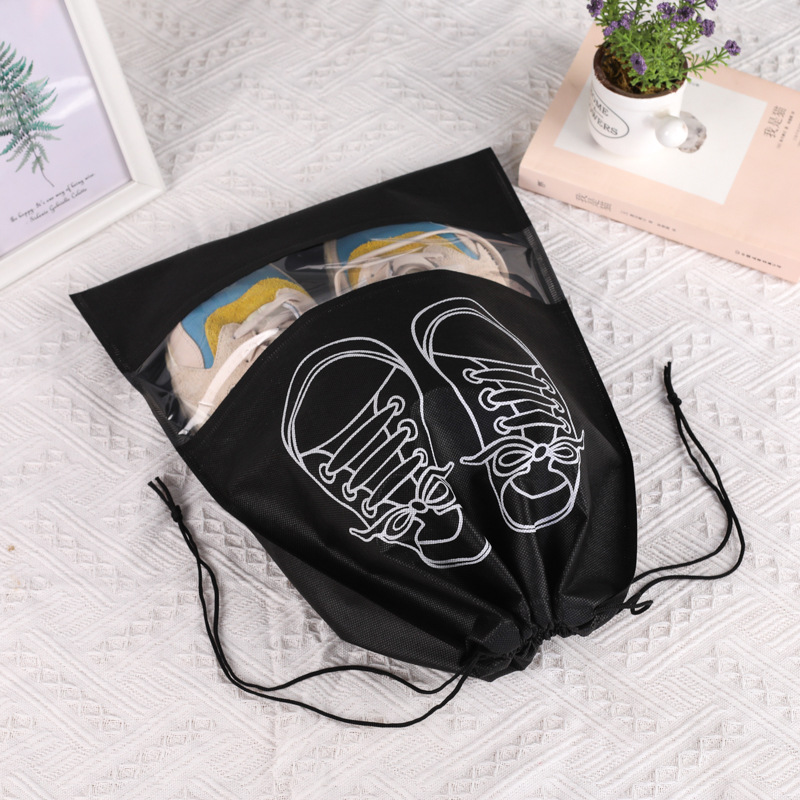 Non-woven Shoes Bag Shoes Storage Bag Drawstring Bag Shoes Bag Dust-proof Bag Transparent Travel Shoes Cover Shoes Bag