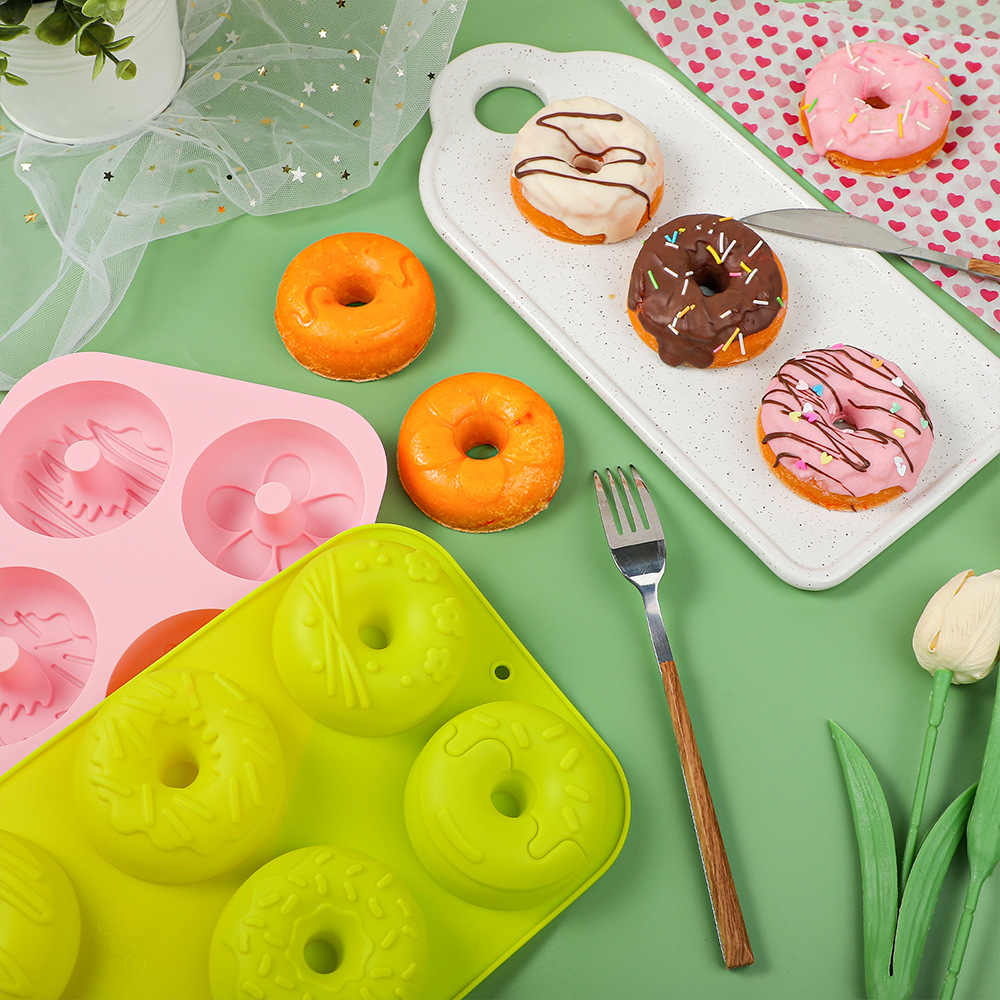 Силиконовая форма для пончиков Fcm 6 ячеек для выпечки десертов легко извлекаемая форма
