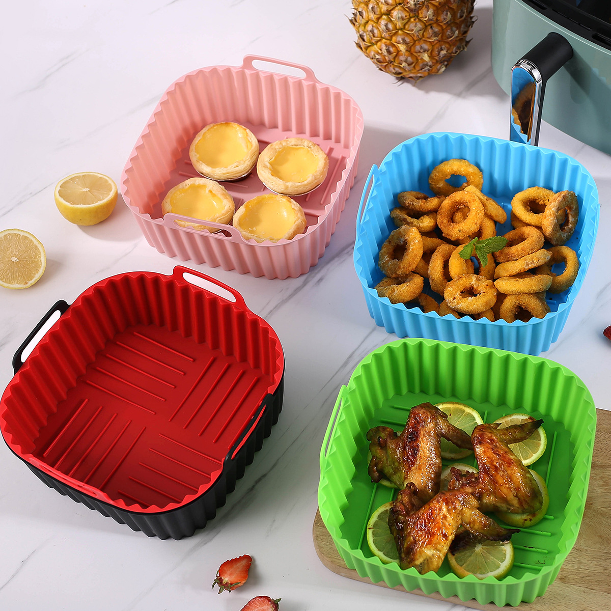 Xuanyi Food Grade Air Fryer Silicone Baking Pan High Temperature Resistant Silicone Thickeneded Baking Pan Cake Pizza Non-Stick Baking Pan