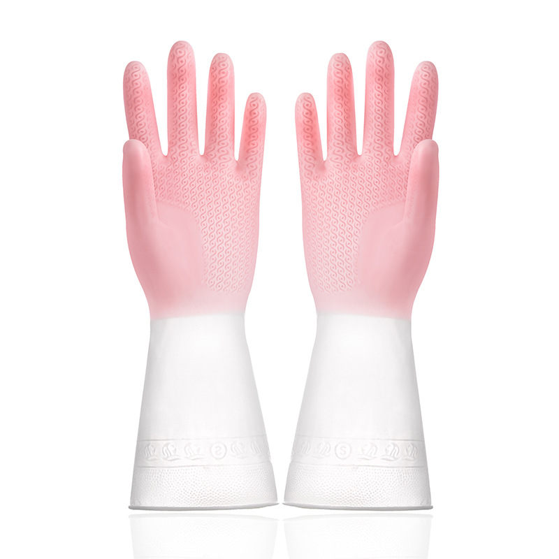 Gradient Waterproof Latex Gloves Women Washing Clothes Household Cleaning Gloves Washing dishes Thin Non-slip Waterproof Durable