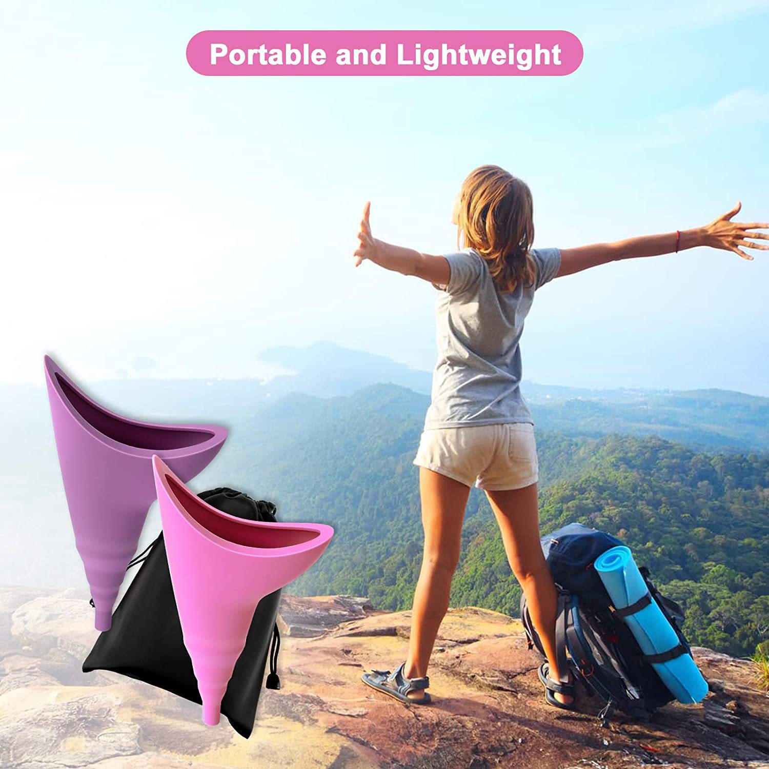New Portable Silicone Urinal Women's Outdoor Travel Emergency Urinal Foldable Vertical Urinal for Women
