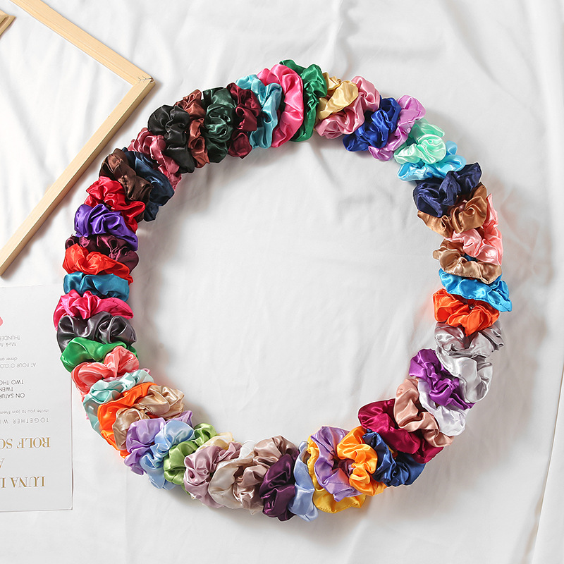 Cross-Border Amazon Large Intestine Hair Tie Ins Retro Simple Versatile French Satin Artificial Silk Silks and Satins Hair Accessories