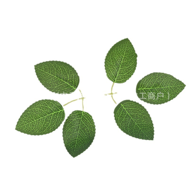 green 2 forks 6 pieces imitation silk screen rose leaf imitation leaf diy material silk cloth headdress wreath accessories leaf