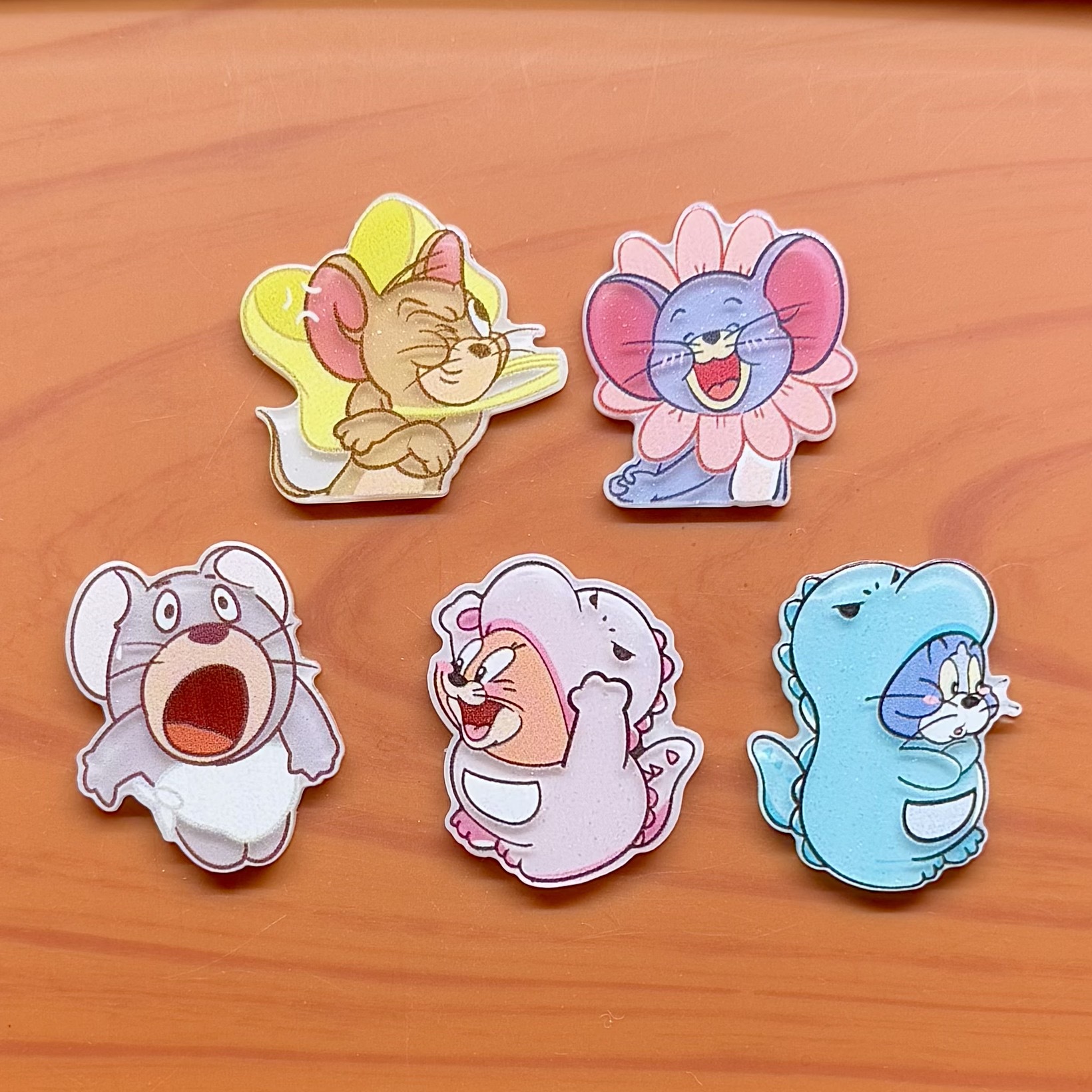 Acrylic Cute Cartoon Cat and Mouse DIY Hairpin Brooch Hair Rope Decorations Mobile Phone Case Accessories