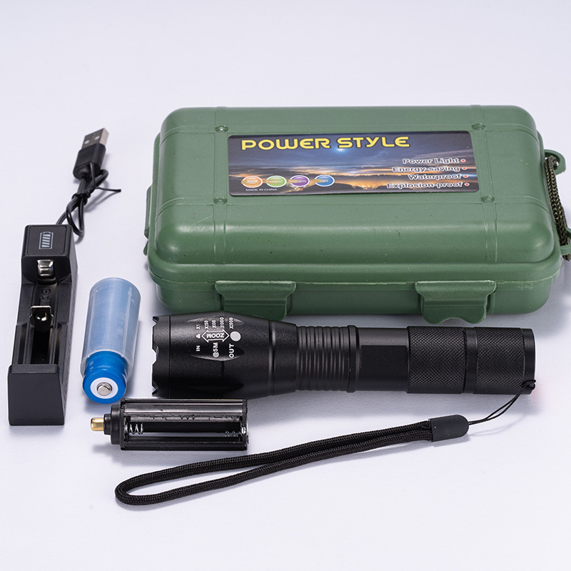 Cross-border aluminum alloy strong light T6 flashlight jade special purple light detector lamp 395 ultraviolet flashlight