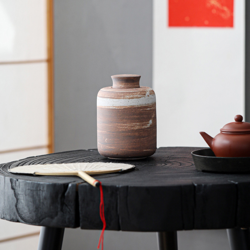 Customized Logo Stoneware Tea Cans, Sealed Cans, Pu'Er Tea Storage Cans, White Tea Ceramic Cans, Moisture-Proof and Sealed