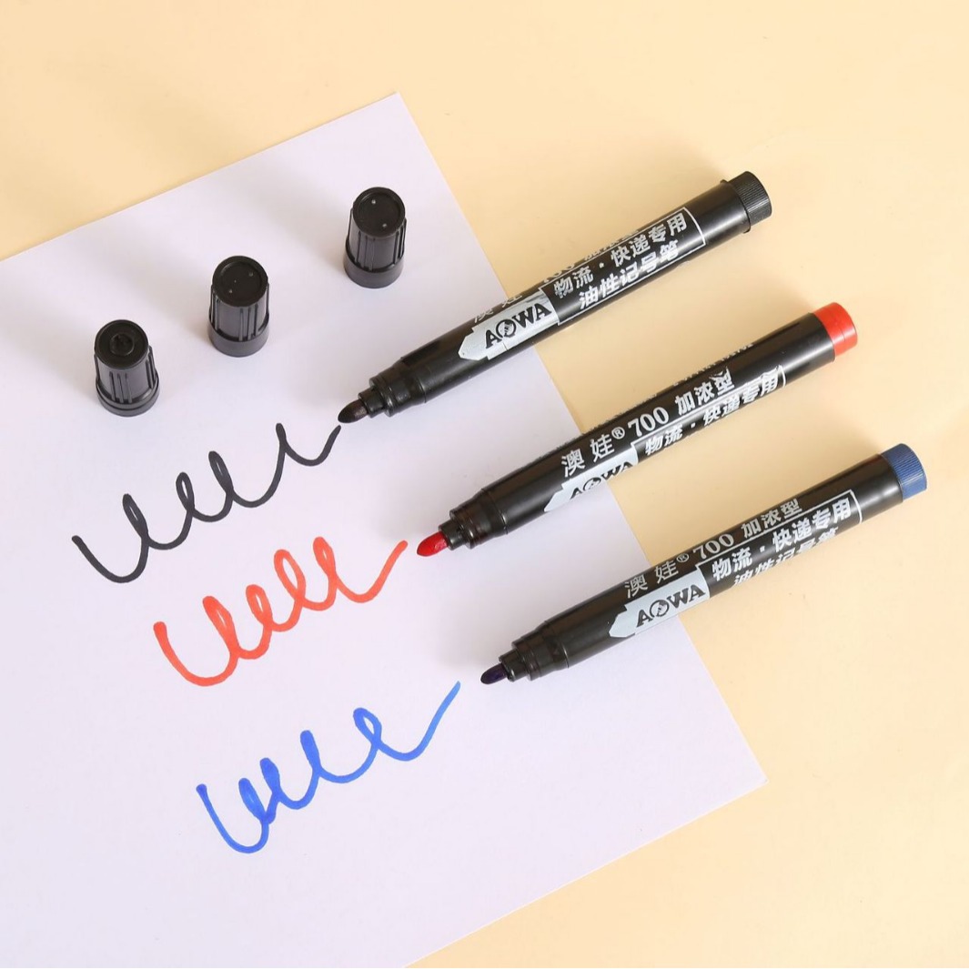 Spot Wholesale Bulk Aowa 700 Oil-Based Marker Black Red Blue Waterproof Refillable Ink Non-Fading Marker Pen