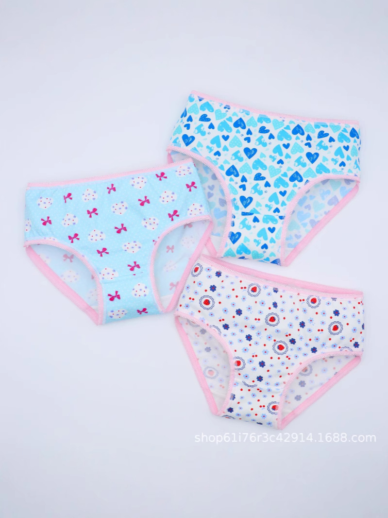 Foreign Trade Wholesale Cute Lady Cotton Small Floral Underwear Girls Printed Mixed Triangle Girls Pants Small Fresh