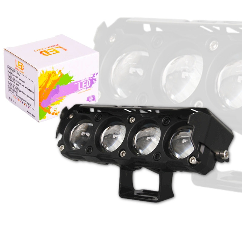 Четырехглазая светодиодная фара для мотоцикла высокая яркость передний автомобильный свет модифицированная фара электрического транспортного средства малый стальной пушечный спот