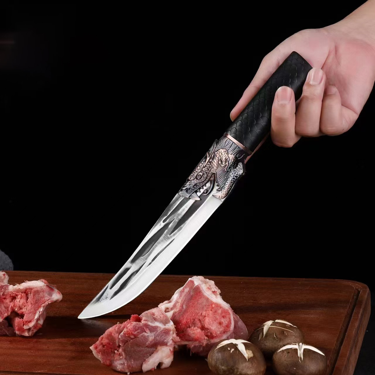 Household Forging Faucet Long Scale Non-slip Bone Cutting Knife Stainless Steel Mongolian Meat Cutting Bones Cutting Knife Sharp Cutting Knife