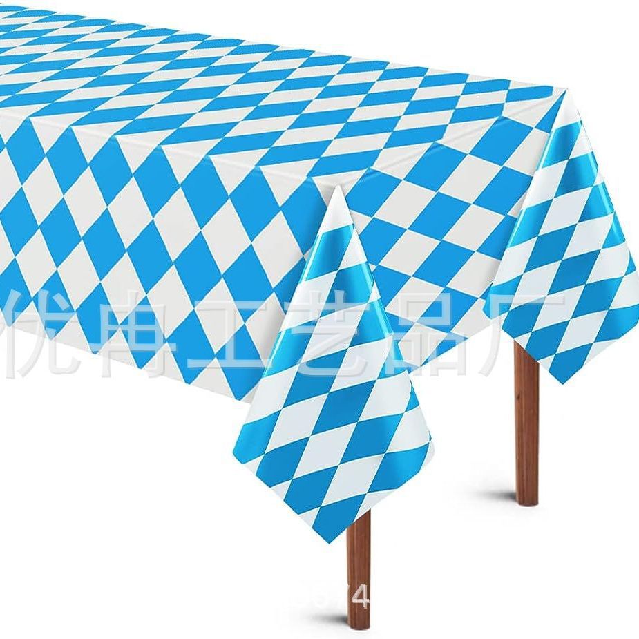 Germany Munich Blue Square Beer Festival Disposable PE Plastic Dining Cloth Tablecloth Tablecloth Party Arrangement Supplies