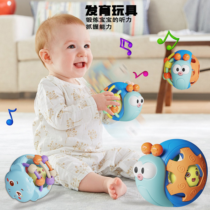 Cross-border baby ball toy snail ball can bite and grasp 0 to 1 year old molars hand catch ball baby hand rattle bed bell