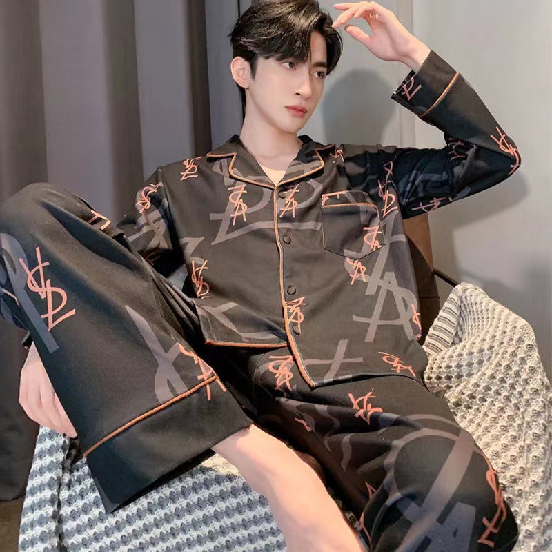 2024 autumn men's young middle-aged and elderly fashion Korean version of suit long sleeve cardigan pajamas casual home clothes wholesale