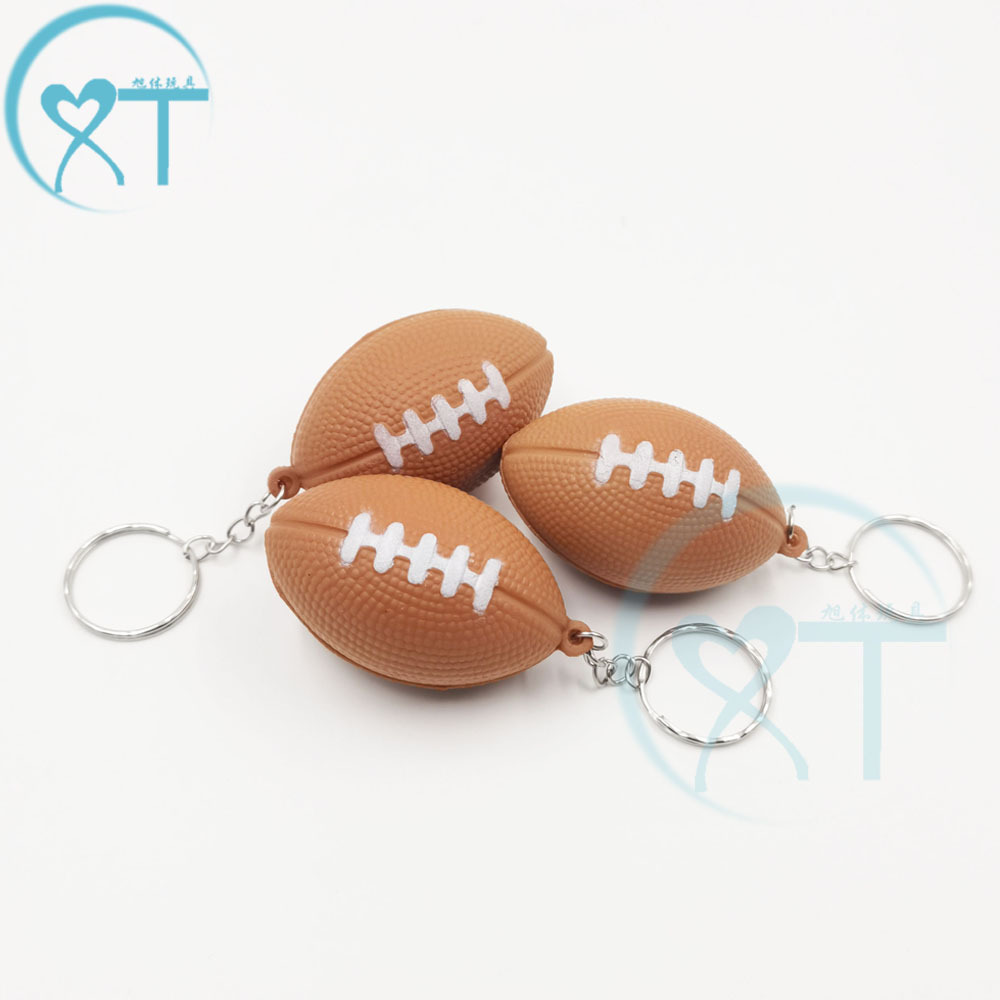 4.0 spray paint football pu Foam mini basketball football keychain vent decompression toy stress ball cross border