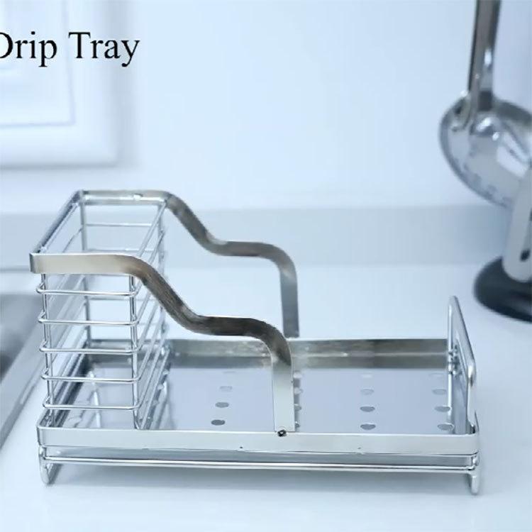 Manufacturers Custom Stainless Steel Kitchen Sink Storage Rack Sponge Soap Brush Rack with Drainage Tank Drain Rack