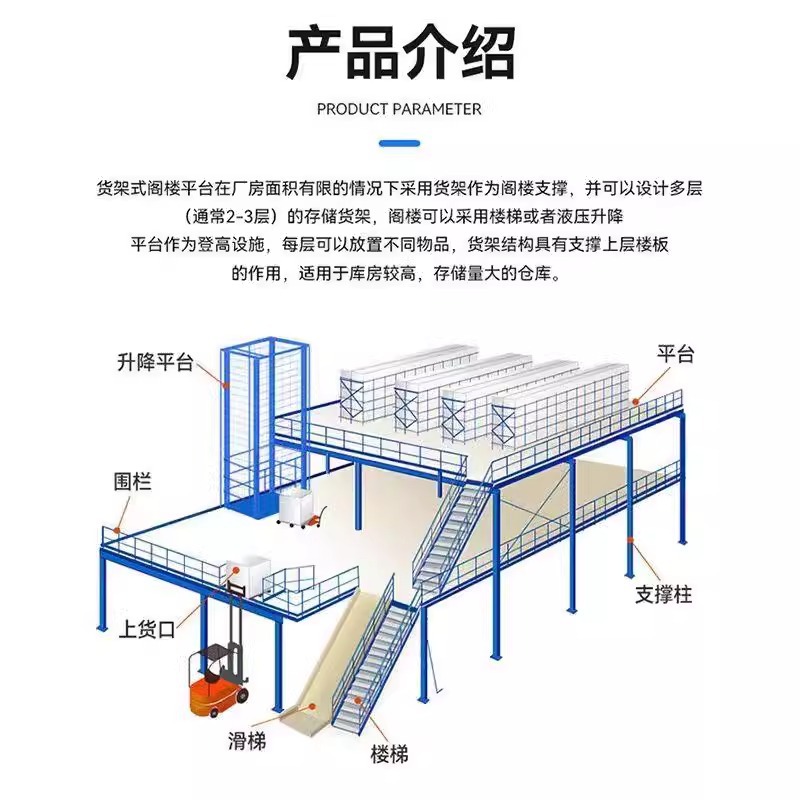 Heavy-duty attic platform shelf steel structure compartment removable factory shelf thickened to build two-story storage shelf