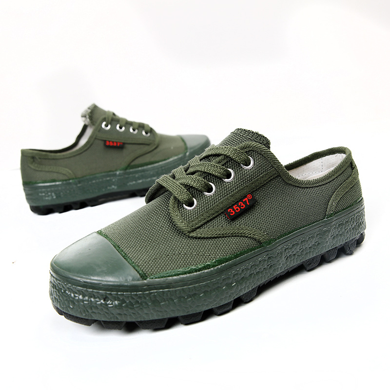 Genuine 3537 Liberation Shoes for Men and Women, Labor Military Training Construction Site Low-top Shoes, Wear-resistant and Comfortable Canvas Migrant Workers Yellow Rubber Shoes