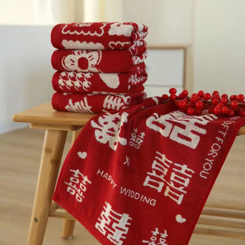 Wedding towel a pair of dowry towel gift box happy wedding towel hand gift gift festive towel